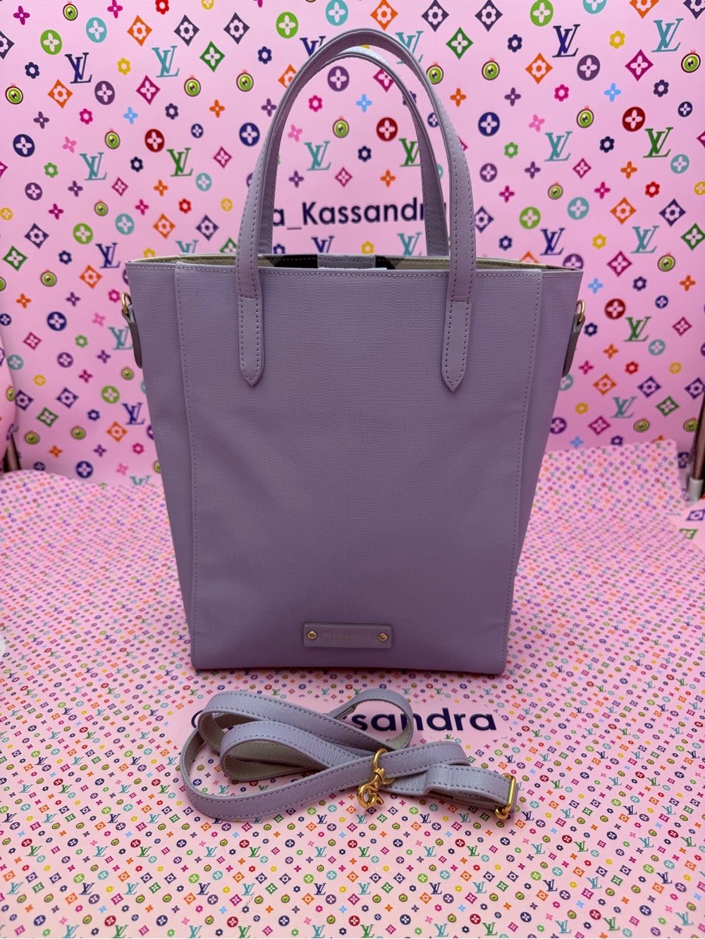 Burberry Lavender Crossbody Tote with Detachable Strap